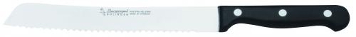 Brotmesser mit 20cm Klingenlänge schwarzem Kunststoffgriff und 3 Nieten